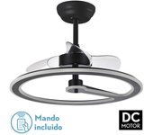 FABRILAMP Ventilador de Techo 110w DC Chom Negro con Aspas Transparentes y 6 Velocidades