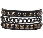 2024 New Pink Red 90s Punk Skull Spot Cuspidal Spike Rivet PU Leather Bracelet For Women Men Gothic Wristband Bangle Jewelry