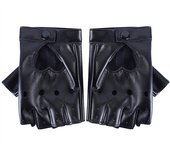 Girl Five Finger PU Leather Gloves Ladys Driving Show Pole Dance Mittens for Women Men heart Gothic Party Gloves
