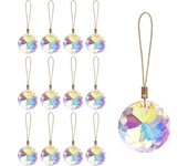 12 bolas de cristal para Navidad, adornos para árbol de Navidad con forma de prisma redondo, adornos colgantes para decoración del hogar y fiestas (CrystalAB)