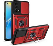 For OPPO A74 A54 4G 5G Case Slide Camera Shockproof Armor Case For OPPO A57 A77 A55 A58  Car Magnetic Holder Ring Protect Cover