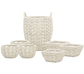 CESTA TELA CON ESTRUCTURA METALICA BLANCA S/7
