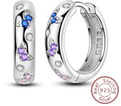 Real 925 Sterling Silver Pave U Shape Zircon Hoop Earrings Feather Cute Cat Paw Stud Earrings For Women Girlfriend Birthday Gift