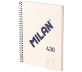 MILAN 430 - Cuaderno A5 Espiral y Tapa Dura. Papel Cuadriculado 80 Hojas 95gr Beige