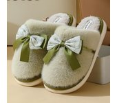 Zapatillas de algodón de felpa para el hogar de otoño e invierno, felpa con lazo de estilo nacional, fondo cómodo y suave, zapatillas cálidas de confinamiento para parejas, hombres y mujeres