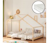 Cama para niños Siuntio con colchón madera de pino 140x200 cm - Natural [en.casa]