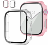 2Pack Tempered Glass+cover For Apple Watch Case 44mm 40mm 42mm 41mm 45mm PC bumper Screen Protector iWatch series 9 8 7 6 5 3 se