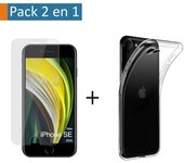 Tumundosmartphone Pack 2 en 1 Funda Gel Transparente + Protector Cristal Templado para Iphone SE 2020 - Protección Completa