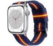 Correa de Nylon para Apple Watch 49mm 46mm 45mm 44mm 42mm 41mm 40mm 38mm iWatch Series 10 9 8 7 6 5 4 3 2 1 SE Ultra 2 Colores Bandera de España Azul Otan para Reloj Apple