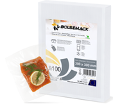 Bolsemack Bolsa para Envasado Al Vacío Alimentaria 200x300 Mm Gofrada (100 Unidades) Compatible con Todas las Envasadoras Domésticas  Libre de Bisphenol y Ftalatos