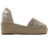 MACARENA JAVA 63 Sandalia,cuña de esparto,de pala,espadril,yute,suela de goma,tela,plataforma,cordones al tobillo, para señora