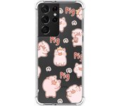 Tumundosmartphone Funda Silicona Antigolpes para Samsung Galaxy S21 Ultra 5G diseño Cerdos Dibujos