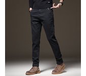 Autumn Winter Men's Elastic Straight Leg Thicken Pants Basic Streetwear Narrow Leg Casual Pants Daily High Waisted Trousers Male