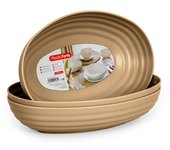 Plastic Forte - Juego de 3 Bandejas Classic Ovales 1L Reutilizables. Ideal Navidad. Dorado