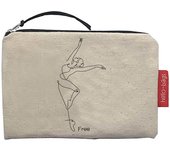 Hello-Bags. Bolso Monedero / Billetero / Tarjetero con cremallera y forro interior. Exterior: Algodón 100%. Incluye sobre kraft de regalo. Modelo: "FREE". Crudo / Negro. 14x10 cm.