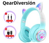 RGB Cute Cat Wireless Headphones for Girls Glowing Cat Claw Stereo Bluetooth Headset Foldable Gaming Headset For Kids Girls Gift