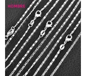 5PCS Solid 925 Sterling Silver Stamp Jewelry Chains Necklace with Lobster Clasps fit Men Women Pendant 18 Designs 16-30 Inch