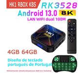 HK1 RBOX K8S RK3528 Android 13 Rockchicp 8K HDR LAN 100M Dual Wifi 2.4G 5G BT4.0 RAM 2GB 4GB ROM 16GB 32GB 64GB Smart TV Box