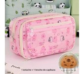 Kawaii Pencil Case Boys and Girls Student Stationery Box 9 Compartments Capybara Pattern Translucent Stationery Storage Bag