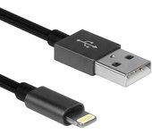 Ociodual A-BST Cable 1m USB Tipo A Lightning 8P Carga+Datos Certificado MFi Negro Compatible con iPhone 13 12 11 iPad Pro 002-B
