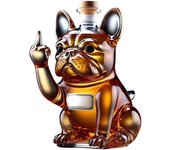 Divertida botella de whisky de bulldog francés, decantador de whisky con estatua de dedo medio, juegos de decantadores de vino únicos para hombres, botella de vino vacía, decoración de bar para el hogar (tipo B)