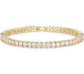 14K Chapado en oro zirconia cúbica clásico Pulsera | Pulseras de Oro para las mujeres | 4mm CZ, tamaño 6,5-7,5 pulgadas Gold Amarillo 6,5 pulgadas