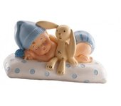 Figura Para Tarta Bautizo - Bebe Con Peluche Azul