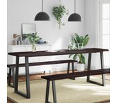 vidaXL Tablero mesa madera tratada borde vivo marrón 220x60x(2-6) cm