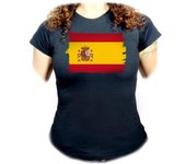 CAMISETA NEGRA MUJER BANDERA ESPAÑA PAIS CONSTITUCION oferta tshirt rey franciscofranco fiestatoros