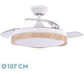 Fabrilamp - Ventilador Dc Blondi Blanco/haya 3aspas 107d 7200lm 6vel 3000k,4500k,6000k, Remoto+temporizador+memoria