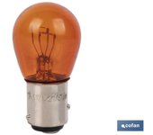 Lámpara cofan 2 polos ambar descentrada p21/5w (baz15d) 12v venta unitaria
