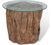 vidaXL Mesa de centro de teca y vidrio 50x40 cm Mesita de Salón o Comedor o Auxiliar Mesa de Café Meuble Salón