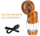 Lámpara de camping multifuncional LED recargable con ventilador luz emergencia solar portátil para exteriores y viajes