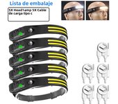 1-15Pcs LED Induction Headlamp USB Rechargeable Head Flashlight Powerful Camping Head Lantern Fishing Headlight 18650 Battery