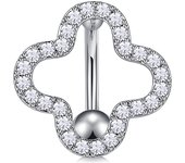 Women Trendy Belly Piercing Stainless Steel Crystal Belly Button Piercings Dangle Flower Accessories Punk Women's Navel Rings
