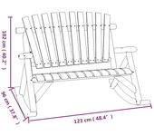 vidaXL Banco mecedora de jardín de 2 plazas madera abeto 123x96x102 cm