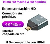 4K 60HZ Mini Micro HD to HDMI-Compatible adapter converter For Laptop Graphics Card Camera TV Monitor projector Audio Video tran