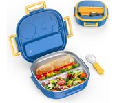 Fiambrera de acero inoxidable para niños, juego completo de almuerzo con cubiertos portátiles
