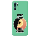 Funda Silicona Líquida Verde para Oppo Reno 6 5G diseño Mujer Escalada Dibujos