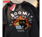 Good Mental State Pure Cotton Short Sleeved t-shirt For Women 2024 Summer New Tee Clothes Loose Casual Cartoon Oversized Top