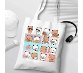 Bubu Dudu Anime Tote Bag Foldable Shopping Bag Tote Bag Aesthetic Fashion Canvas Reusable Shopping Bag Female