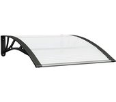 vidaXL Marquesina puerta policarbonato negro y transparente 100x75 cm