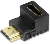 Ociodual Codo Adaptador HDTV 1.4 Negro Ángulo 90 Grados Empalme Extensión Unión Enchufe ARC Video 3D XHD 4K Full HD 1080p