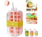 Cubitera y bandeja 2 en 1, máquina de hielo sin contacto, molde flexible de silicona para hielo rápido y bebidas refrescantes (rosa, 800 ml)