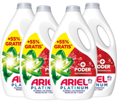 Ariel Detergente Lavadora Liquido, 200 Lavados 4x(32+18), Jabon Quitamanchas, Mas Poder Extra Quitamanchas, Limpieza Profunda