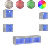 vidaXL Muebles TV pared con LED 7 piezas madera ingeniería, Mueble de Salon, Mueble TV, Mueble TV salon, Mesa de TV, Mueble tele