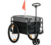 HOMCOM Remolque de Bicicleta 2 en 1 Remolque de Carga Remolque de Transporte para Bicicleta con neumáticos de 20 Pulgadas Capacidad de Carga de 40 kg Acero Tela Oxford 130 x 64 x 64/103 cm
