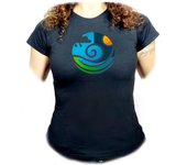 MERCHANDMANIA CAMISETA NEGRA MUJER logo profesional meteorologia clima climatico oferta tshirt