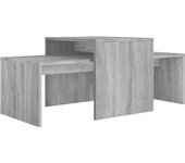 vidaXL Set mesa de centro madera de ingeniería 100x48x40c Blanco, Negro, Roble Sonoma Mesita de Salón o Comedor o Auxiliar Mesa de Café Meuble Salón