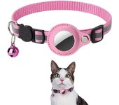 Cat AirTag Holder Collar Breakaway Reflective Strips Adjustable Kitten Collar Waterproof Cat Bell Collar Pet Air Tag Case